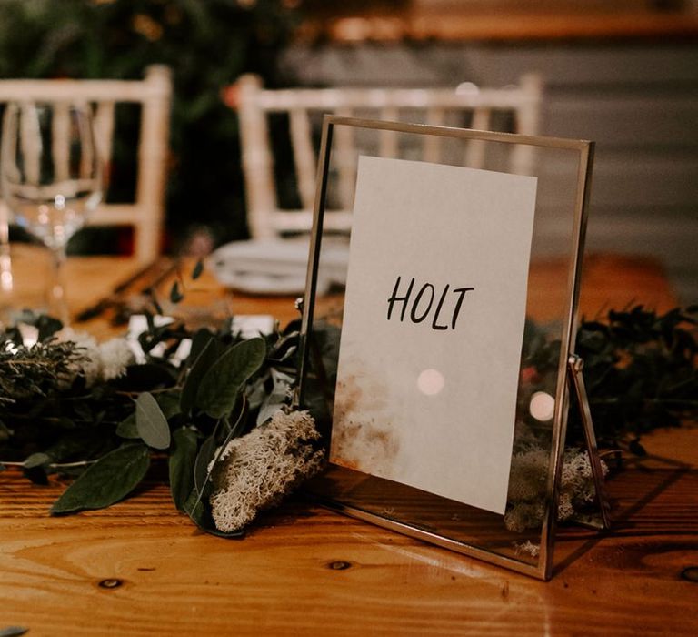 Wedding table names in photo frames