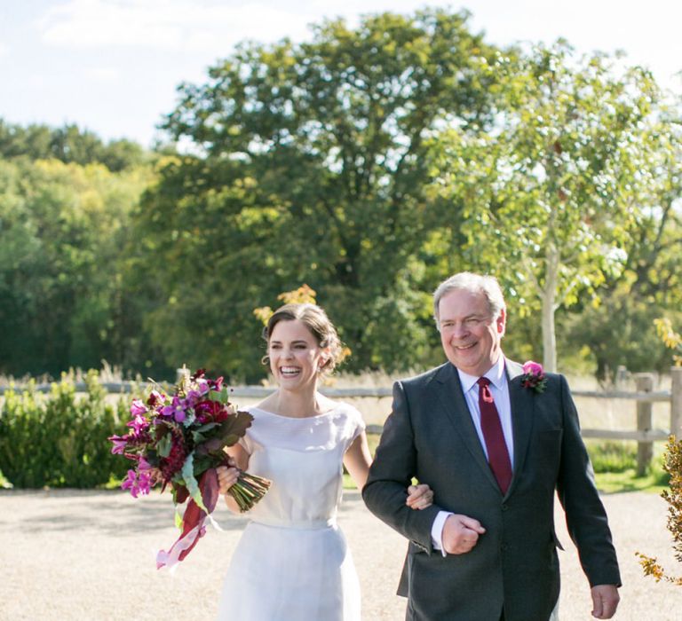 Bride in Jesus Peiro Wedding Dress and Father of The Bride