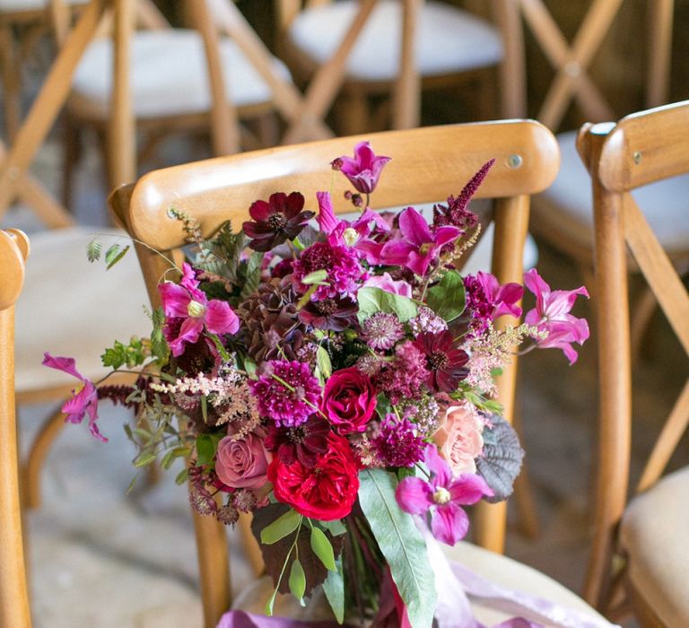 Purple, Plum, Aubergine and Berry Wedding Bouquet with Ribbon