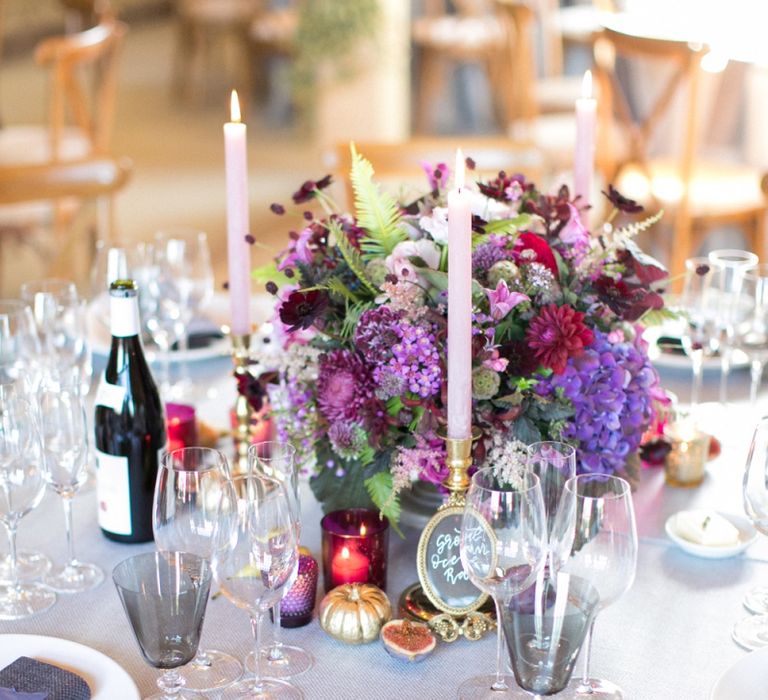 Purple, Plum and Aubergine Floral Centrepiece