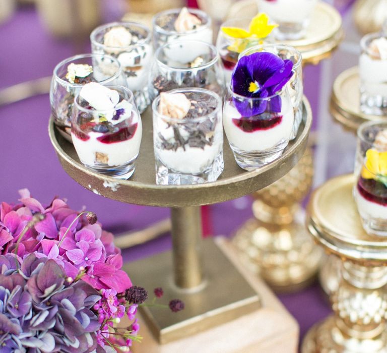 Gold Cake Stand with individual Desserts