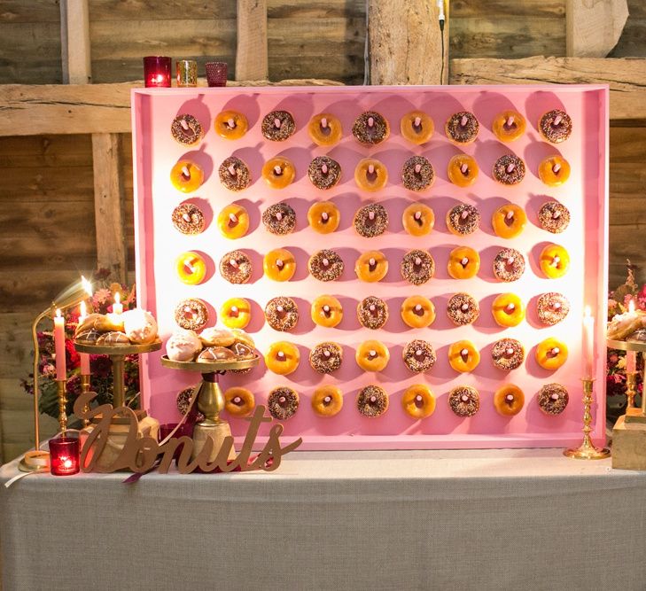 Pink Doughnut Wall with Gold Donut Sign