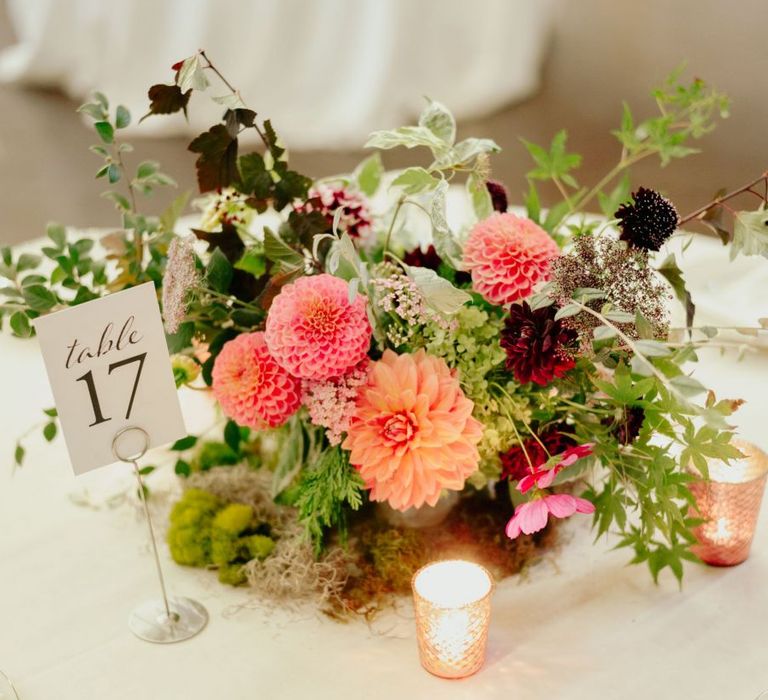 homegrown wedding flower centrepiece