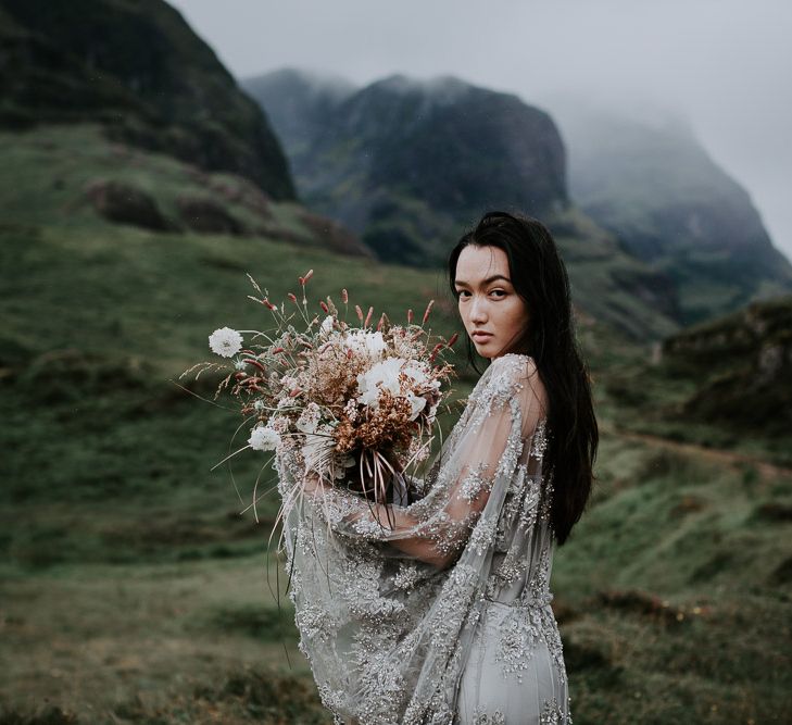 Embellished 'Astraea'  Ritual by Brooke Tyson Bridal Gown | Celestial Vale Scottish Highlands Inspiraiton | Heavenly Blooms | Bonnie Jenkins Photography