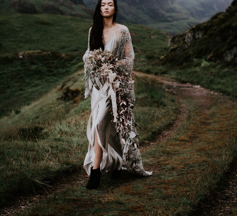 Embellished 'Astraea'  Ritual by Brooke Tyson Bridal Gown | Celestial Vale Scottish Highlands Inspiraiton | Heavenly Blooms | Bonnie Jenkins Photography