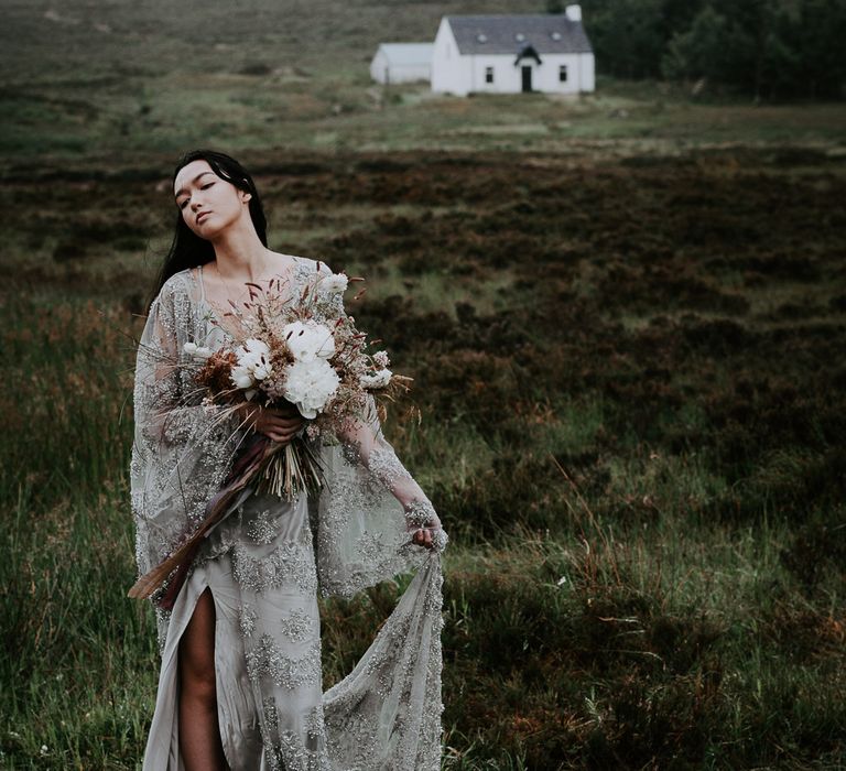 Embellished 'Astraea'  Ritual by Brooke Tyson Bridal Gown | Celestial Vale Scottish Highlands Inspiraiton | Heavenly Blooms | Bonnie Jenkins Photography