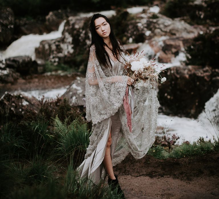 Embellished 'Astraea'  Ritual by Brooke Tyson Bridal Gown | Celestial Vale Scottish Highlands Inspiraiton | Heavenly Blooms | Bonnie Jenkins Photography