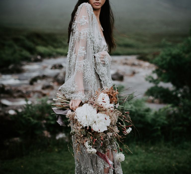 Embellished 'Astraea'  Ritual by Brooke Tyson Bridal Gown | Celestial Vale Scottish Highlands Inspiraiton | Heavenly Blooms | Bonnie Jenkins Photography