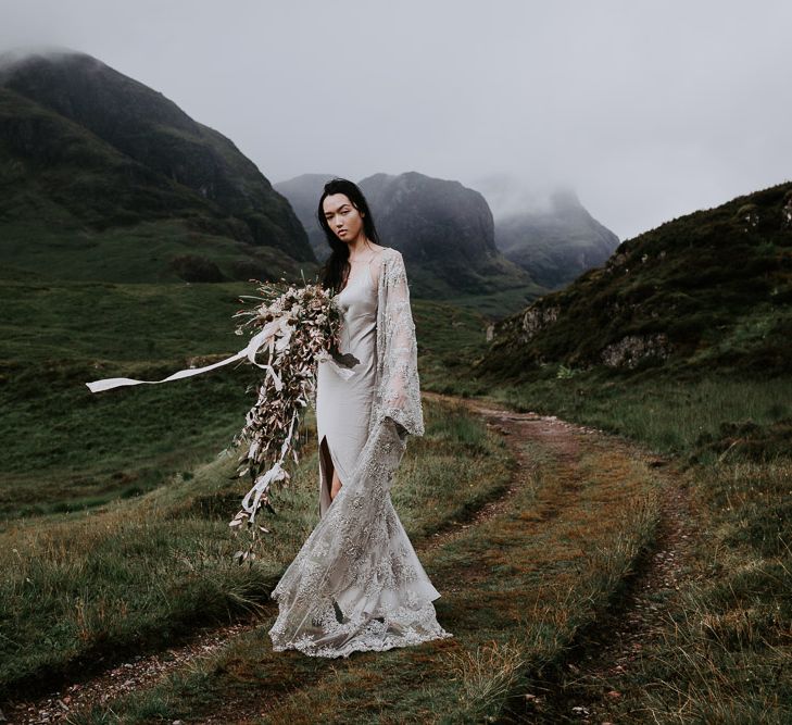 Embellished 'Astraea'  Ritual by Brooke Tyson Bridal Gown | Celestial Vale Scottish Highlands Inspiraiton | Heavenly Blooms | Bonnie Jenkins Photography