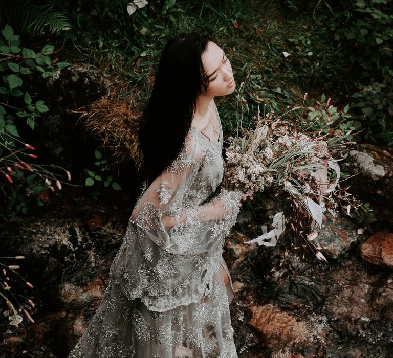 Embellished 'Astraea'  Ritual by Brooke Tyson Bridal Gown | Celestial Vale Scottish Highlands Inspiraiton | Heavenly Blooms | Bonnie Jenkins Photography