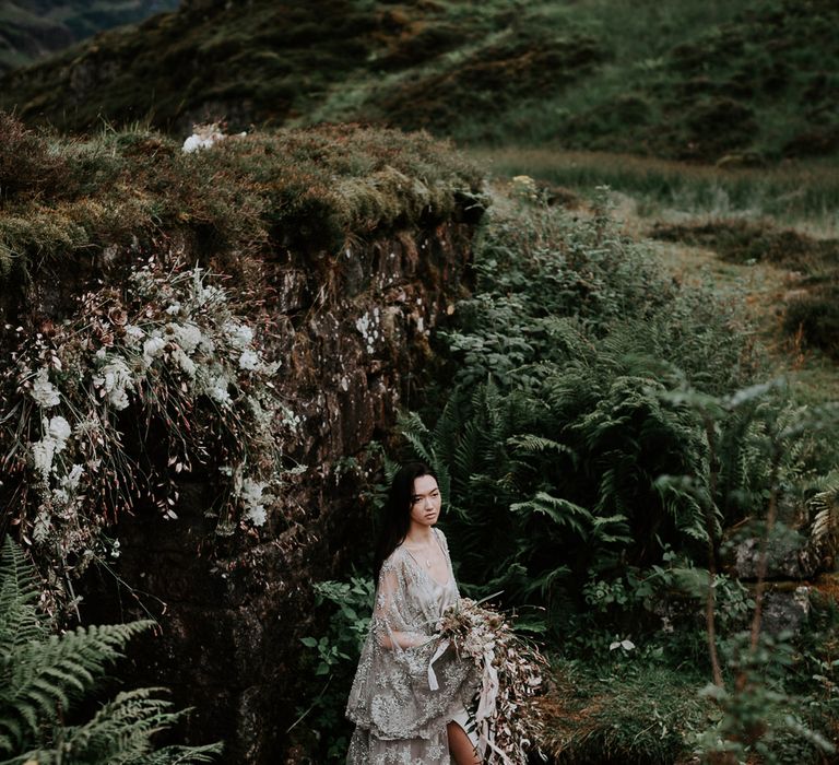 Embellished 'Astraea'  Ritual by Brooke Tyson Bridal Gown | Celestial Vale Scottish Highlands Inspiraiton | Heavenly Blooms | Bonnie Jenkins Photography