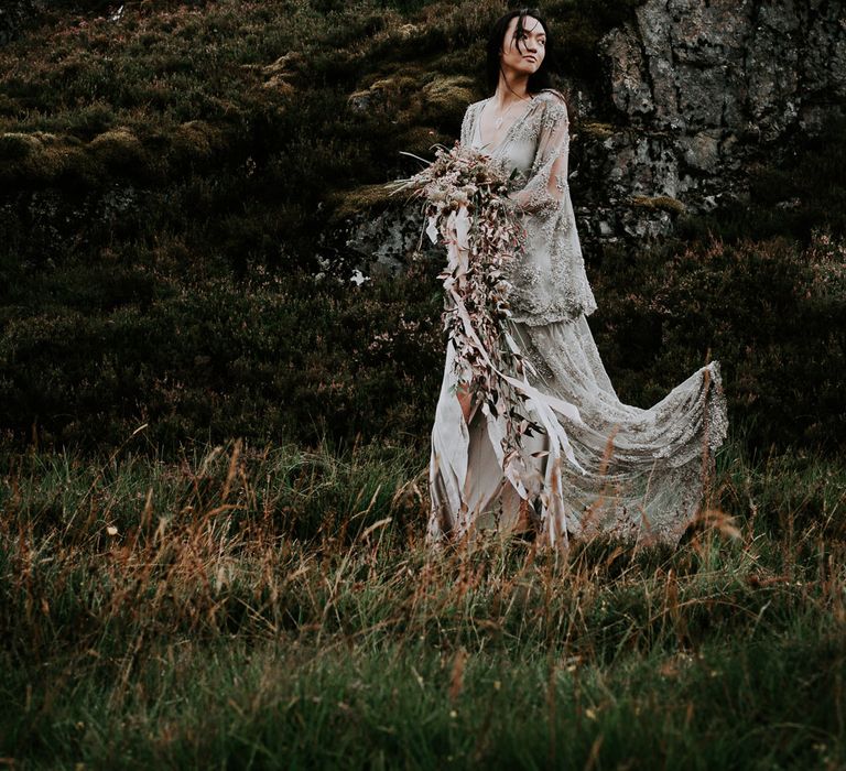 Embellished 'Astraea'  Ritual by Brooke Tyson Bridal Gown | Celestial Vale Scottish Highlands Inspiraiton | Heavenly Blooms | Bonnie Jenkins Photography