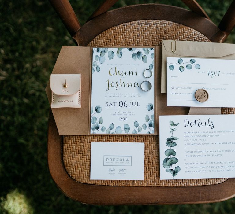 Wedding stationery with foliage detail