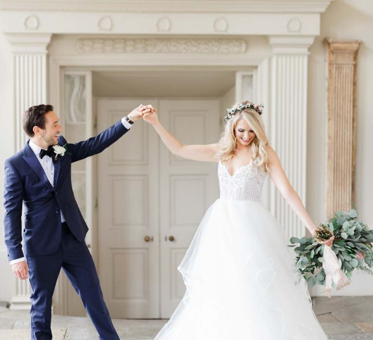 Bride and groom first look before ceremony