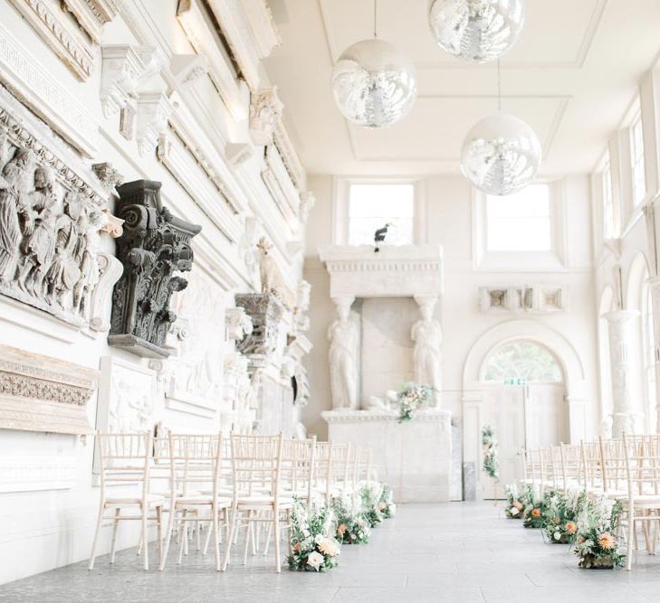 Wedding ceremony set up at Aynhoe Park