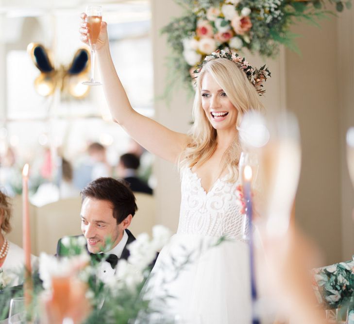 Bride makes a speech during reception