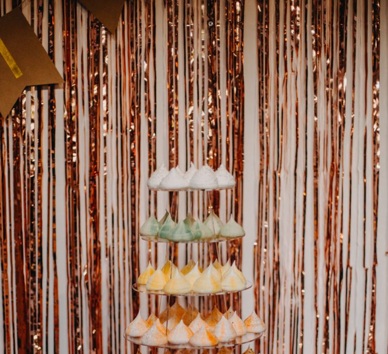 Tower of Meringue Kisses as Alternative Wedding Cake