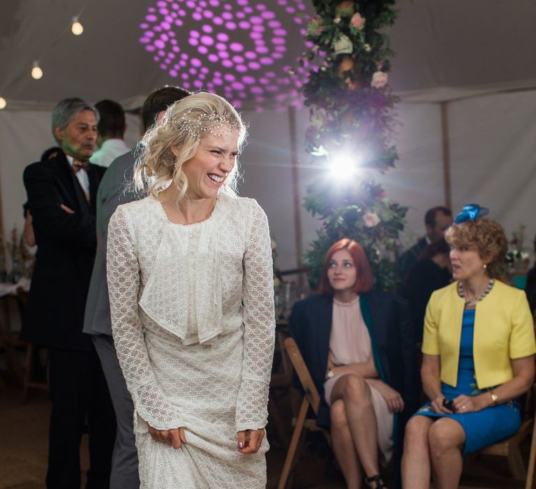 Wedding Dance Off // Needle &amp; Thread Bridesmaids Dresses For A Pink And Mint At Home Marquee With Fine Art Photography From Amy Fanton Photography