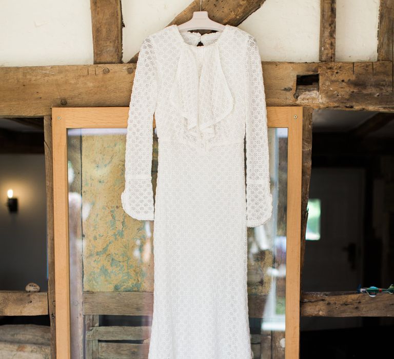 Intropia Wedding Dress For Bride // Needle &amp; Thread Bridesmaids Dresses For A Pink And Mint At Home Marquee With Fine Art Photography From Amy Fanton Photography