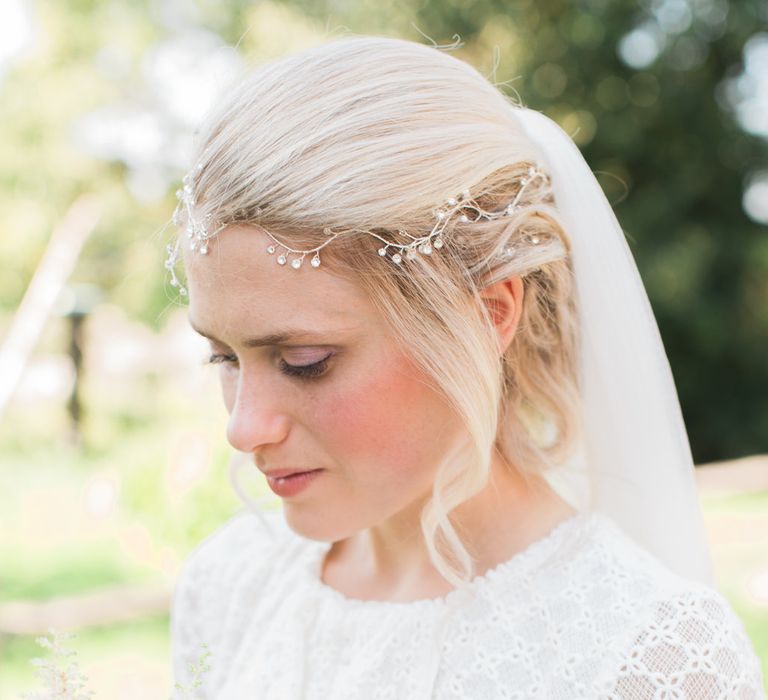 Intropia Wedding Dress Hermione Harbutt Accessories // Needle &amp; Thread Bridesmaids Dresses For A Pink And Mint At Home Marquee With Fine Art Photography From Amy Fanton Photography