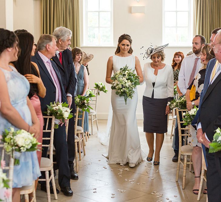 Mother of the Bride Walking Her Daughter Down the Aisle at Iscoyd Park