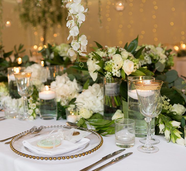 Glass Rimmed Charger Plates and Goblets