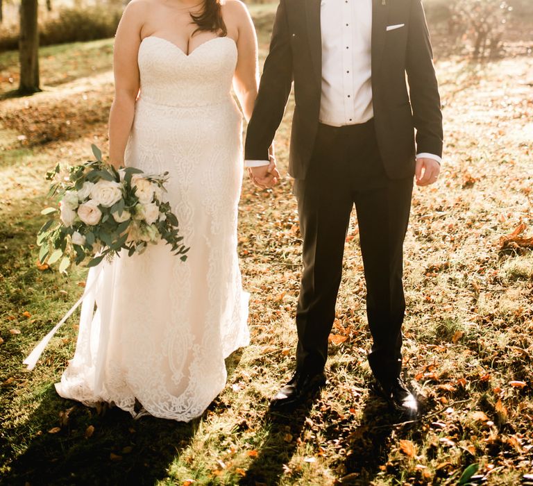 Bride in Badgley Mischka  Lace Bridal Gown | Groom in Black Tie | Elegant Grey, Green, White &amp; Gold Black Tie, Marquee Wedding at Tullyveery House N. Ireland with Decor &amp; Styling by Mood Events | The Lou's Photography | Soul &amp; Rise Film