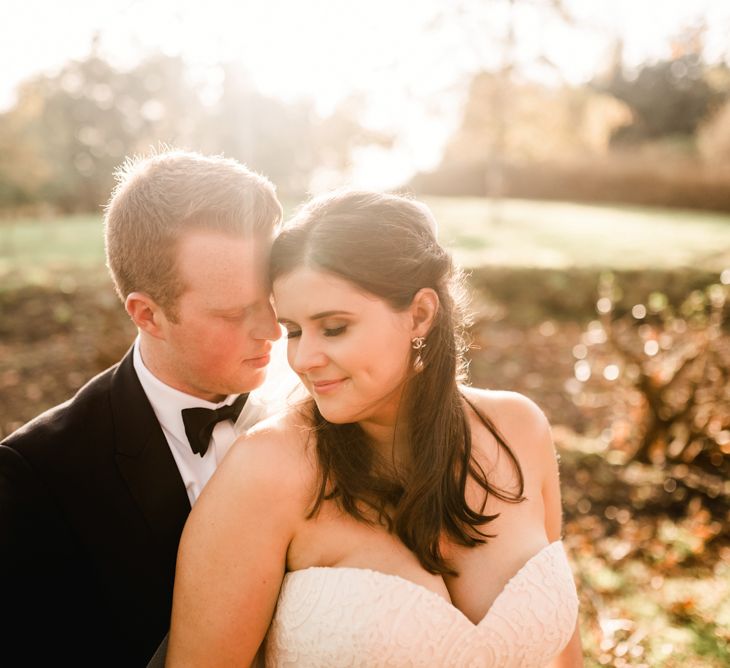 Bride in Badgley Mischka  Lace Bridal Gown | Groom in Black Tie | Elegant Grey, Green, White &amp; Gold Black Tie, Marquee Wedding at Tullyveery House N. Ireland with Decor &amp; Styling by Mood Events | The Lou's Photography | Soul &amp; Rise Film