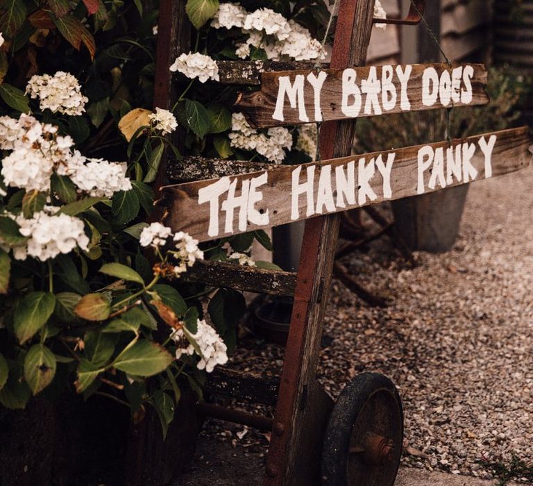 Quotes on wedding signs at Nancarrow Farm