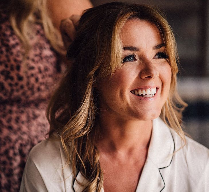 Bridal preparations at Nancarrow Farm wedding