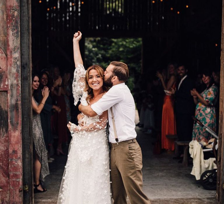 Bride and groom celebrate marriage