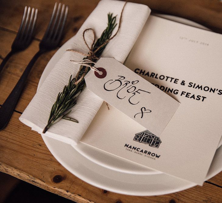 Table place setting at Nancarrow Farm