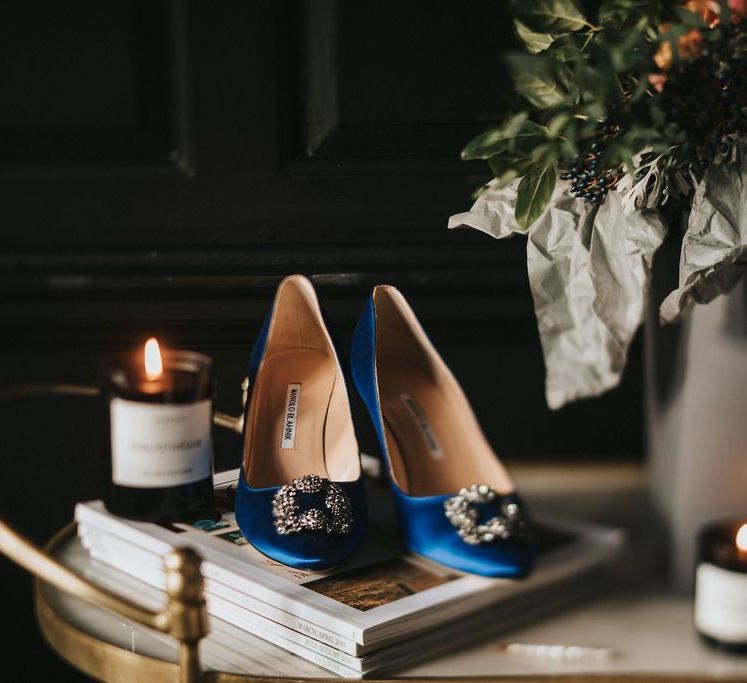 Blue wedding shoes for Healing Manor wedding in Grimsby