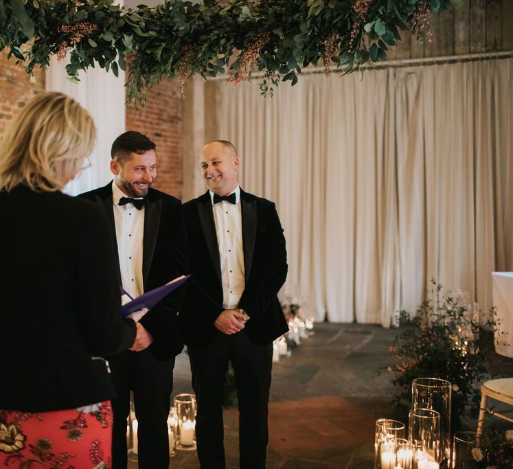 Groom waiting for bride at Healing Manor wedding