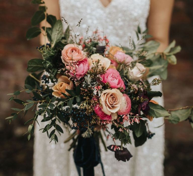 Pink wedding bouquet for bride