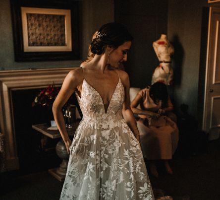 Jewish Blessing at Banking Hall with Floral Aisle and Bride in Hayley Paige Wedding Dress