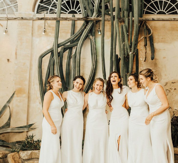 Bridal Party in Fitted White Dresses