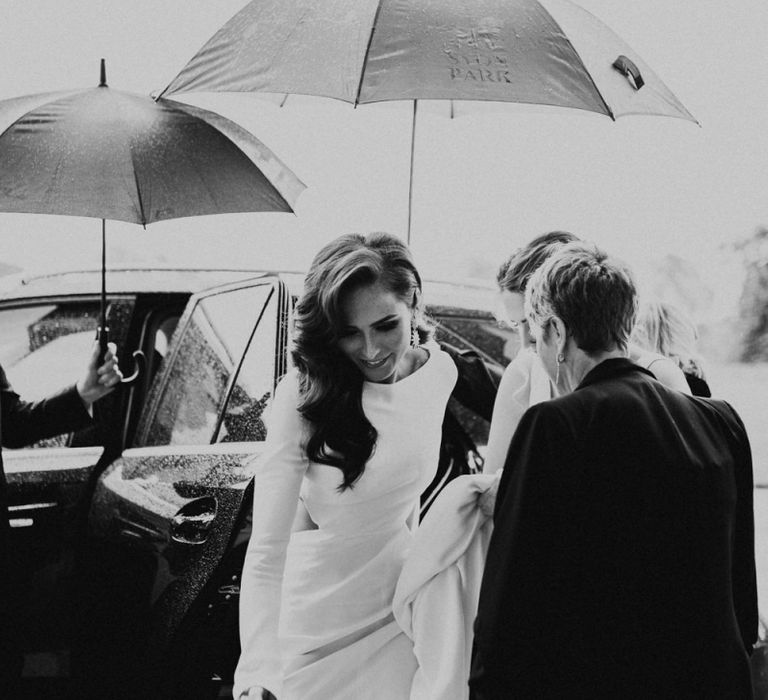 Bride Getting Out of The Wedding Car