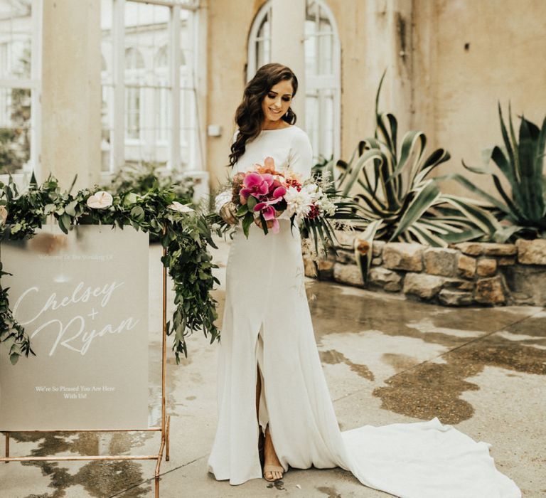 Beautiful Bride with Finger Waves and Homemade Wedding Dress