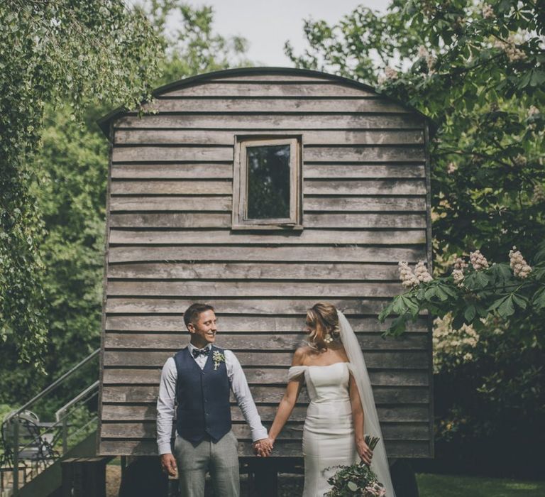 Bride and groom at Tythe Barn wedding venue