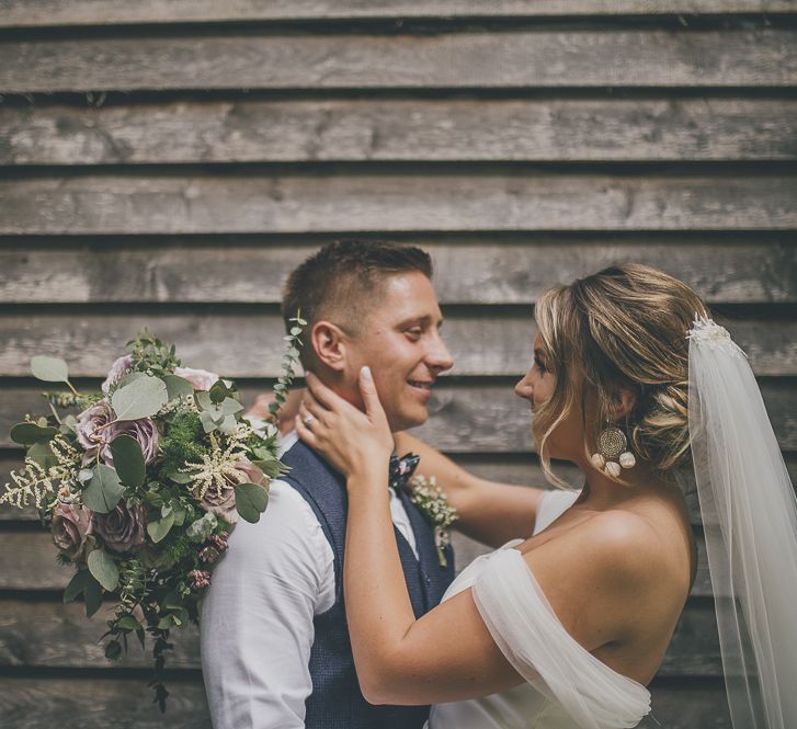 Bride and groom at Tythe Barn wedding venue