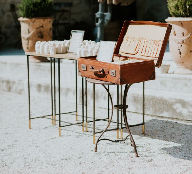 Vintage Suitcase Filled with Wedding Favours