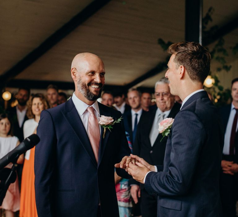 Groom and Groom Exchanging Vows at Soho Farmhouse