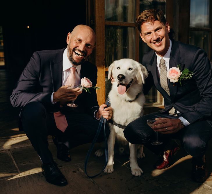 Groom and Groom with their pet Labrador