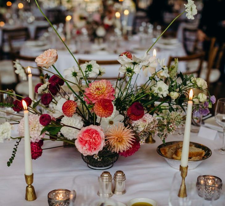 Pink and White Dahlia Flower Centrepiece Decor