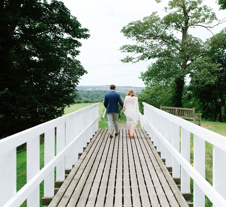 Bride in Delphine Manivet Gown | Groom in Navy Blazer &amp; Grey Trousers | Fun Stretch Tent Reception on Primary School Field in Sheffield |  Tub of Jelly Photography