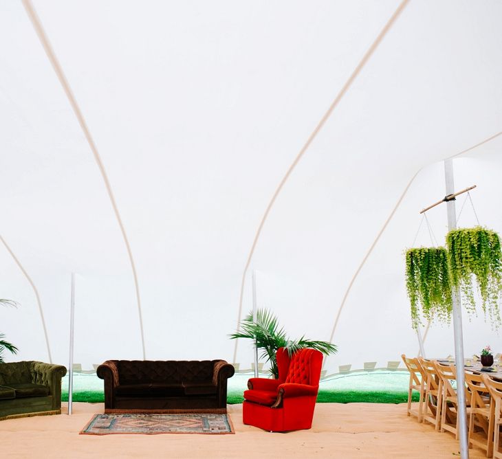 Vintage Sofa hire | Fun Stretch Tent Reception on Primary School Field in Sheffield |  Tub of Jelly Photography