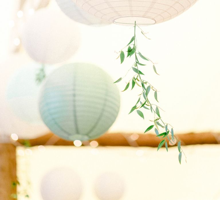 Hanging Paper Lantern with Foliage Tail Wedding Decor