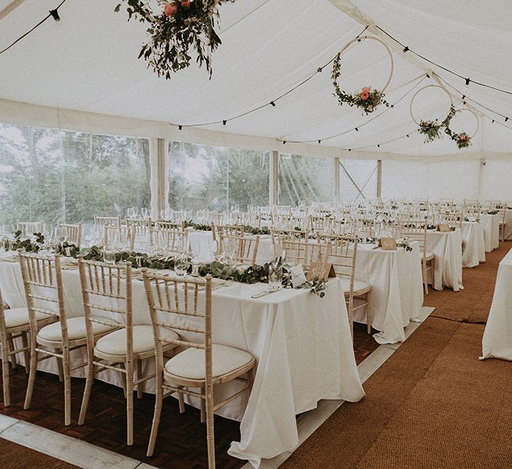 Marquee Wedding with DIY Flowers and Decor and Long Tables