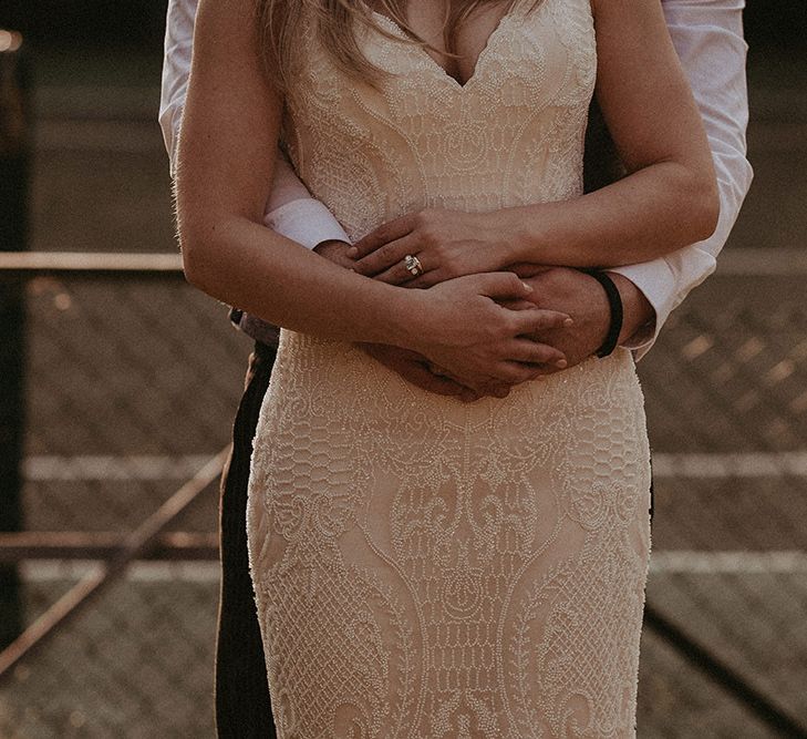 Ashley and Justin Blush Lace Dress